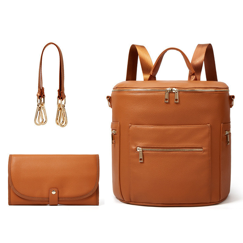 OEM ODM Travel PU Leather Backpack Diaper Bags 31*18*33cm